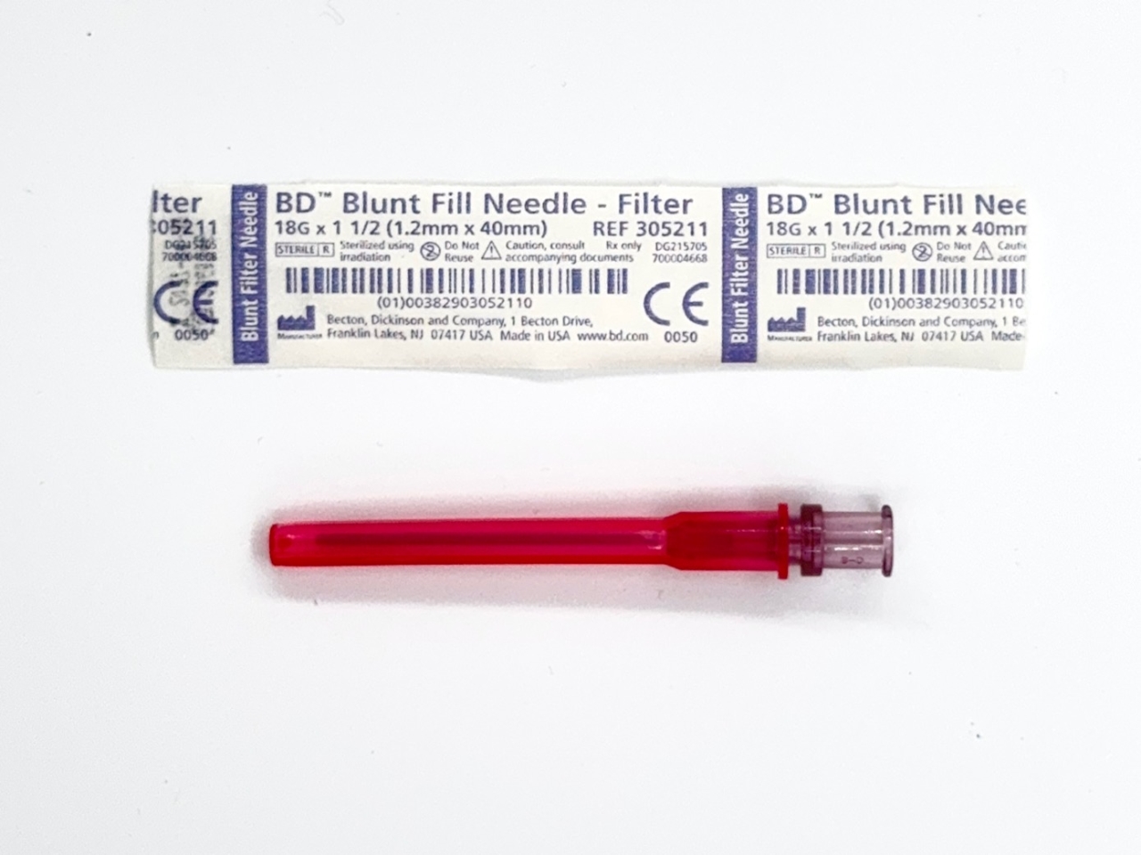 BD 18 gauge x 1 1/2 inch blunt ended needle filter - 5 micron