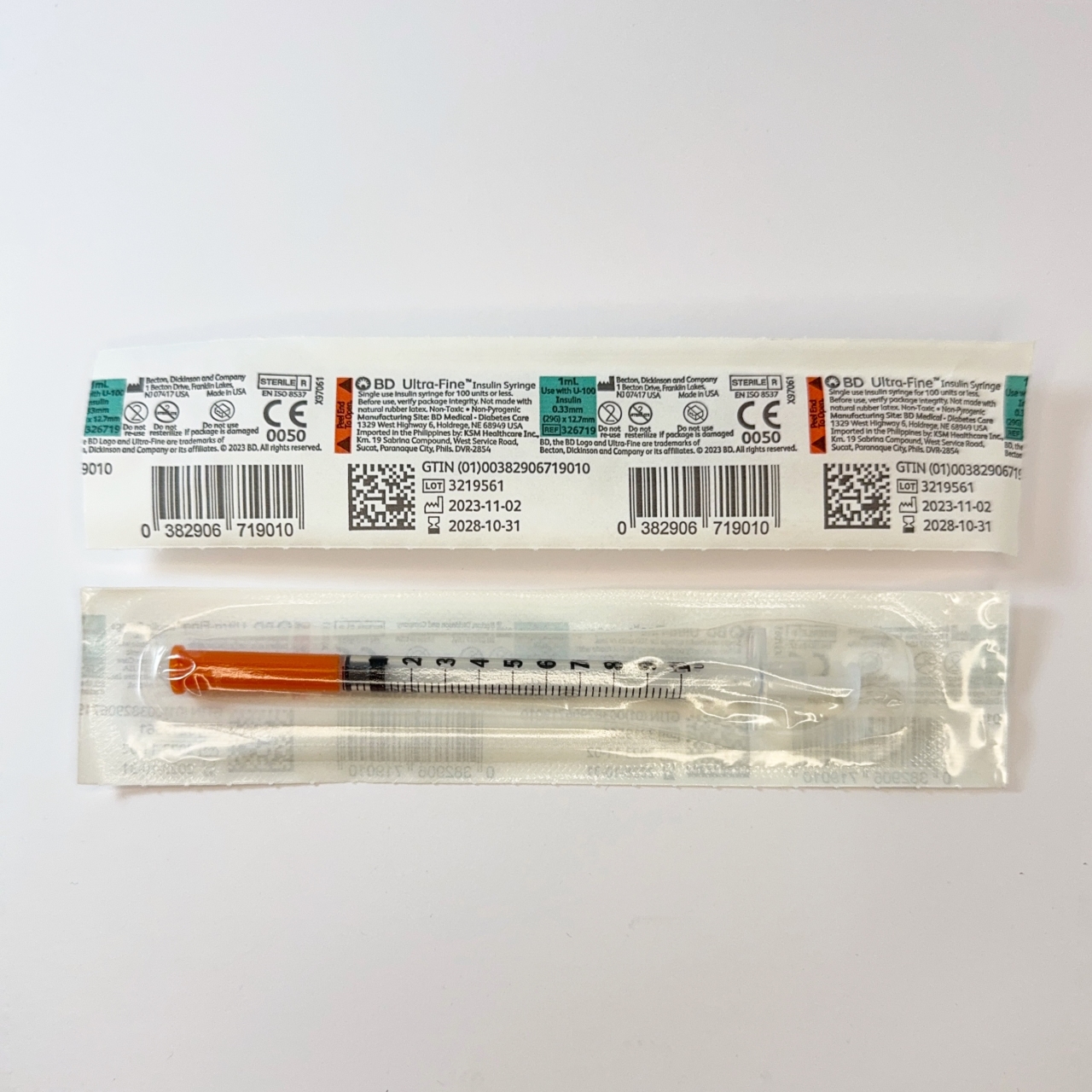 BD 1ml syringe - 29 gauge needle 