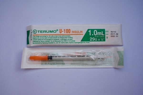 Terumo 1ml syringe - permanent 29 gauge needle