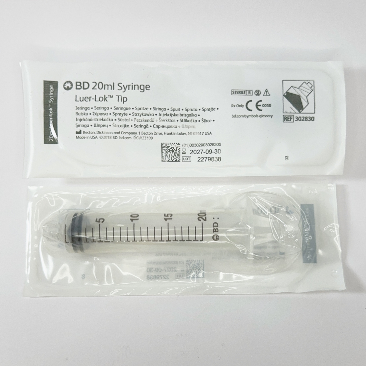 BD 20ml luer lok syringe