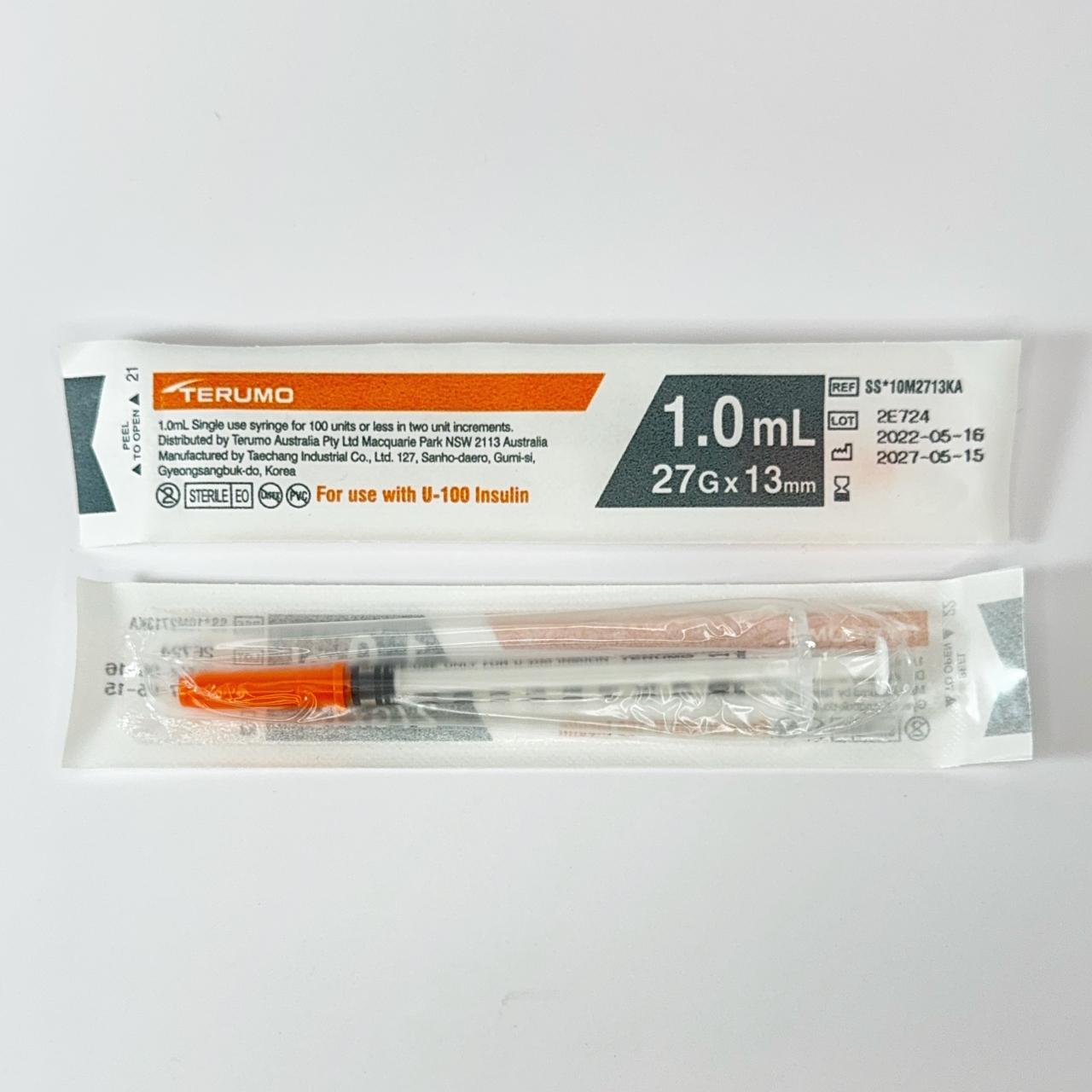 Terumo 1ml syringe - permanent 27 gauge needle