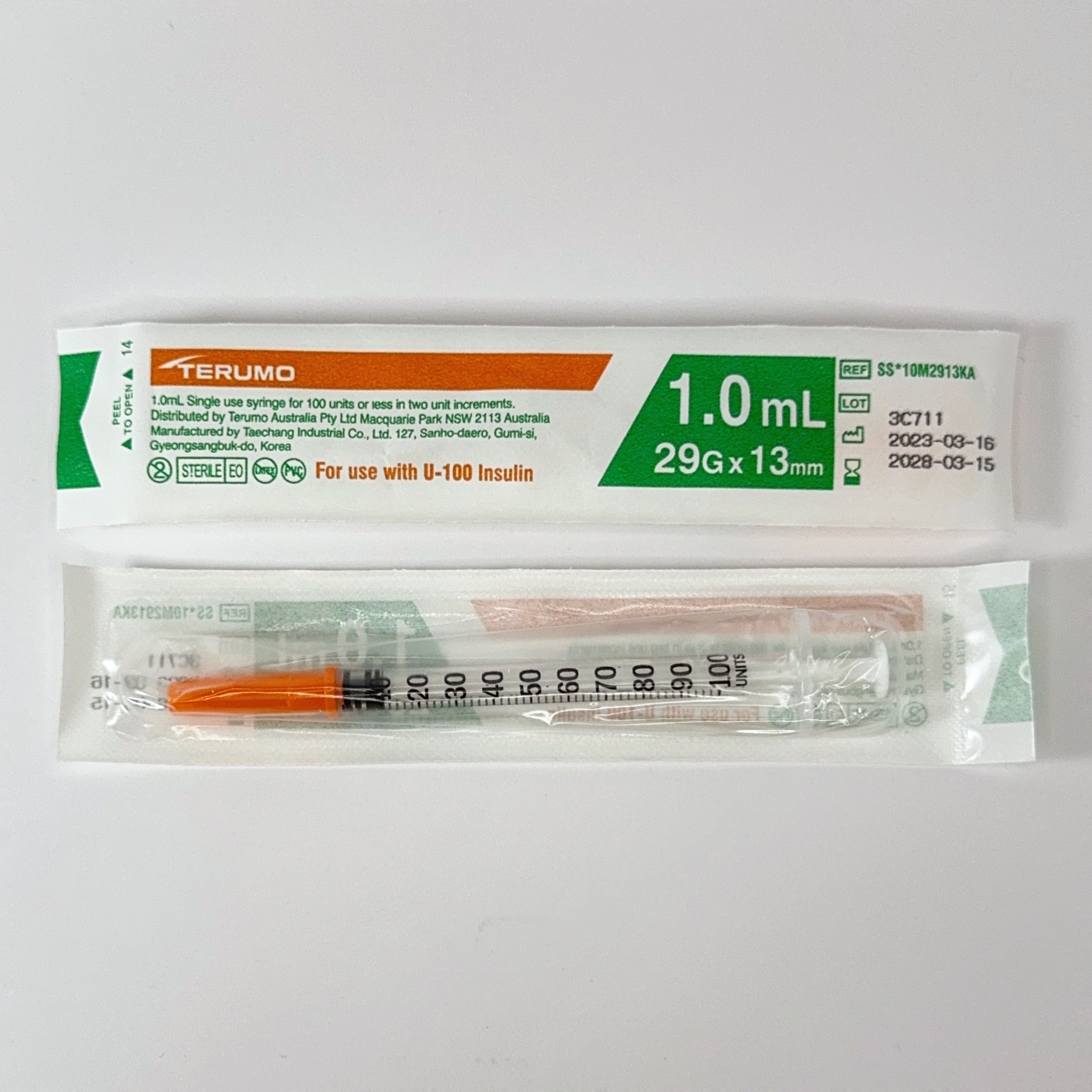 Terumo 1ml syringe - permanent 29 gauge needle