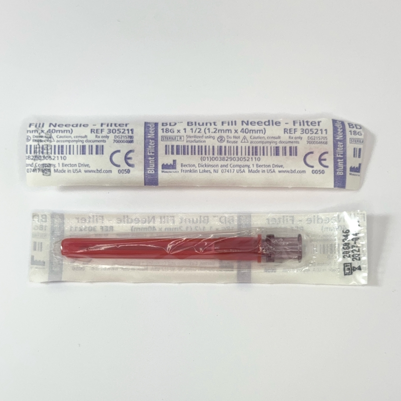 BD 18 gauge x 1 1/2 inch blunt ended needle filter - 5 micron